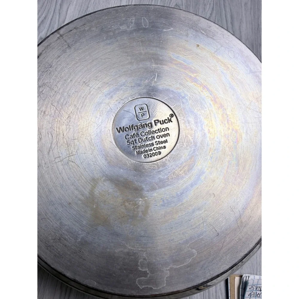 Wolfgang Puck Cafe Collection 5qt Dutch Oven Stainless Steel Pot Glass Lid
